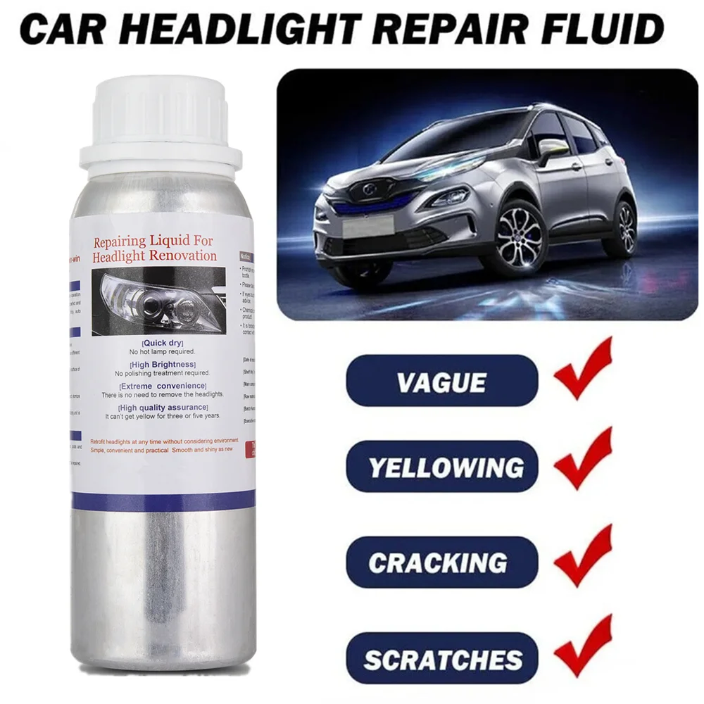 Headlight Refurbishment Liquid Polymer Car Headlamp Polishing Repair 100ML Liquid Polymer Scratch Remover Cleaning Lamps