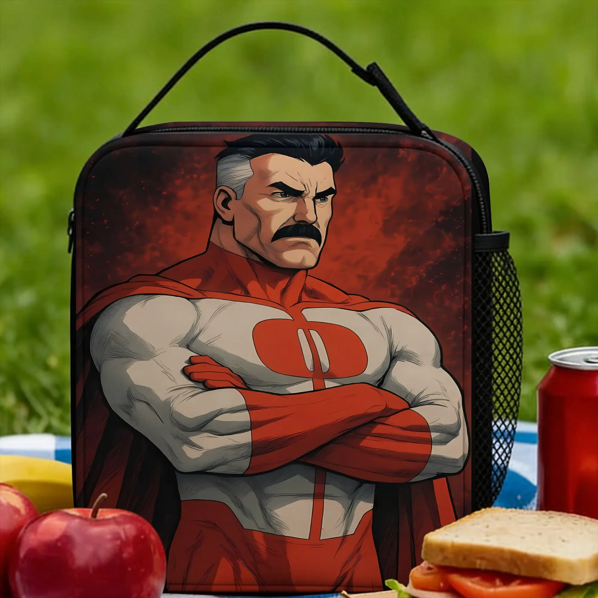 Invincible Omniman Lunch Bag  School Lunch Box For Child Cute Print Tote Food Bags Waterproof Convenient Cooler Bag