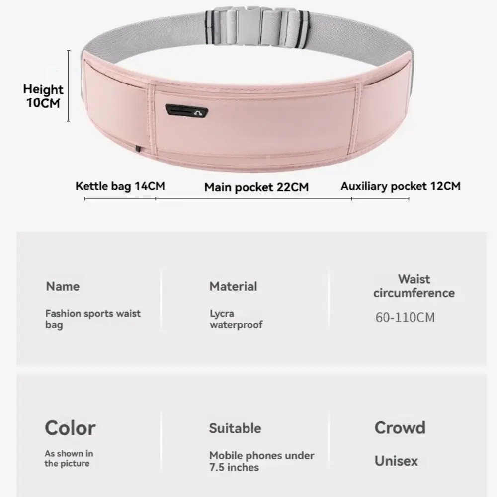 Sabuk Lari Tipis untuk Pria Wanita Tahan Air, Tas Pinggang Olahraga yang Dapat Disesuaikan, Kantong Ponsel Ringan, Tas Pinggang Pelari untuk Bersepeda dan Gym