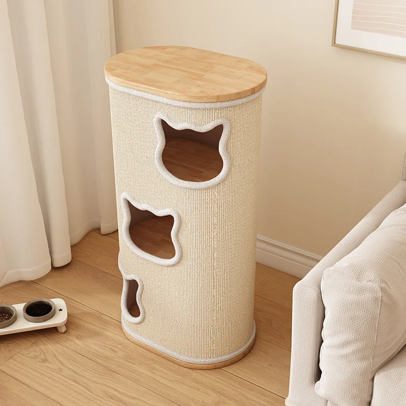 

Solid wood cat nest cat climbing bucket cat climbing frame is integrated, universal in all seasons, upper and lower layers