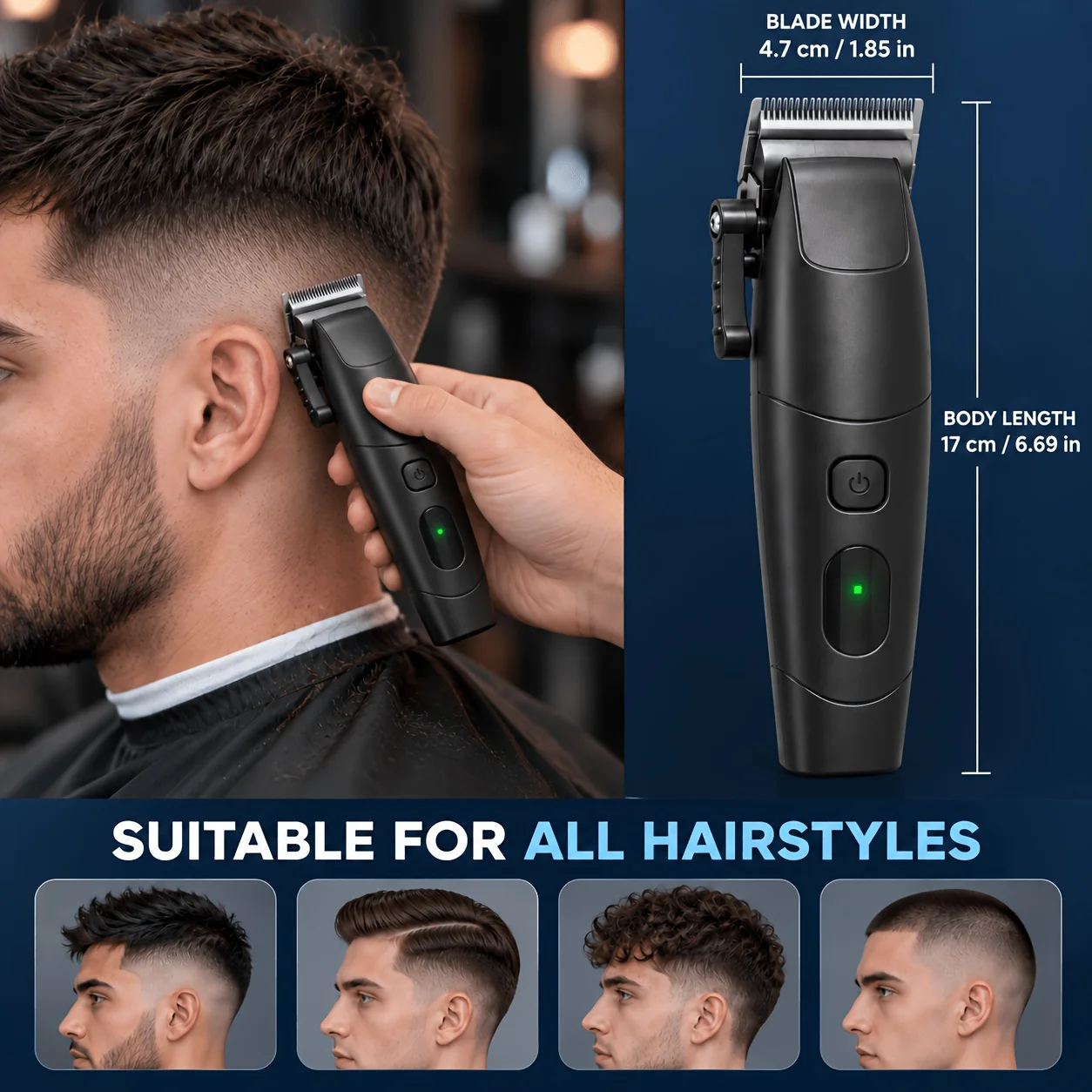 Smart Self-Service Hair Clipper for Home Use, Automatic Hair Cutting Tool, Home Grooming Kit, Stress-Free Hair Trimming, Includes Multi-Size Guide Combs for Various Lengths, Led Digital Battery Percen image 4
