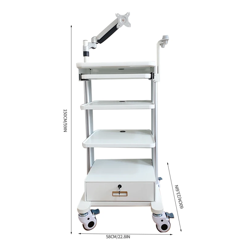 Manufacturer Direct Hospital Endoscope Transport Cart with Drawer &Monitor Bracket &Multi-layer Tray Fully Assembled