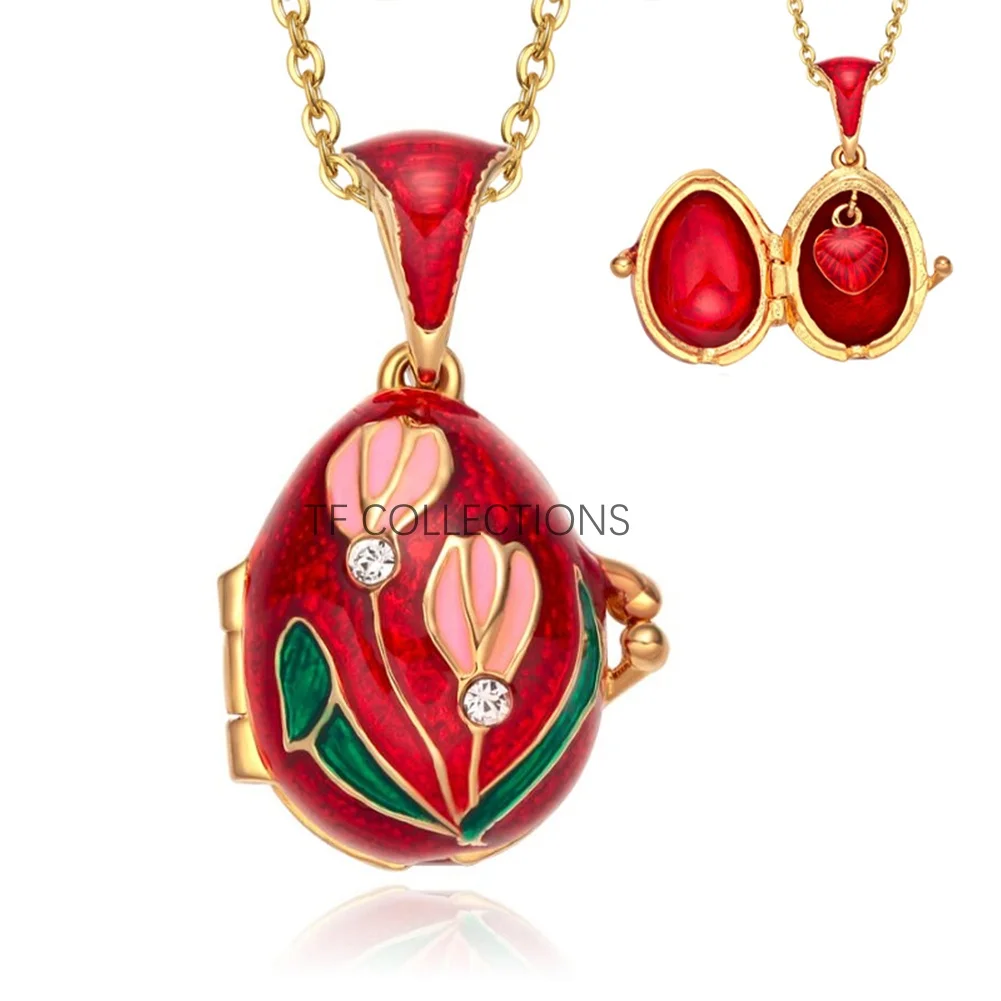 YAFFIL Enamel Colored Egg Necklace, With Three Color Detachable Pendant, A Rare And Luxurious Neck Chain