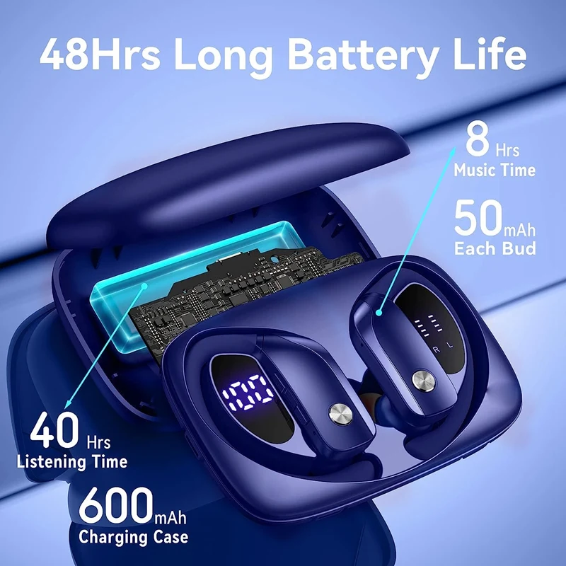 سماعات رأس رياضية مقاومة للماء مع ميكروفون مدمج ، بلوتوث ، سماعة رأس Hifi للتمرين