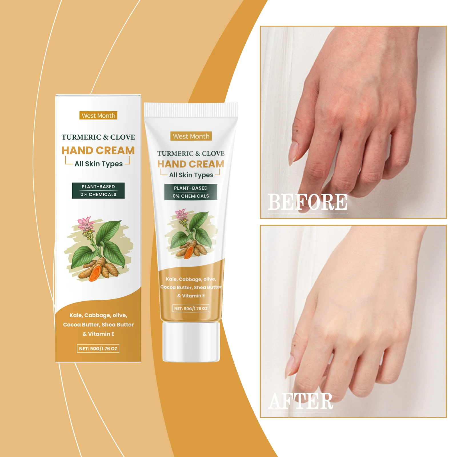 Turmeric Clove Oil Hand Cream Gentle Moisturizing And Hydrating Winter Hand Cream For Dry Hands