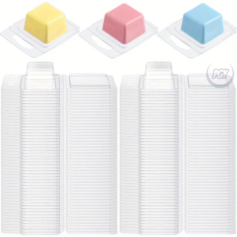 20/50pcs Clear Plastic Wax Melt Molds 1oz Square Circular Clamshell Containers for DIY Candles Soap Making Pet-Friendly Reusable