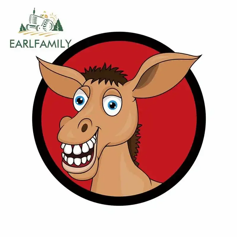 EARLFAMILY 13cm x 12.9cm for Donkey Head Camper Car Stickers Anime Car Styling Waterproof 3D Funny Custom Printing SUV Decal