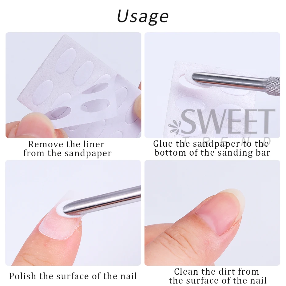 ダブルヘッドステンレス鋼キューティクルリムーバーネイルプッシャー自己粘着サンド 180 #   爪やすり 研磨サンドペーパーセット マニキュアツール