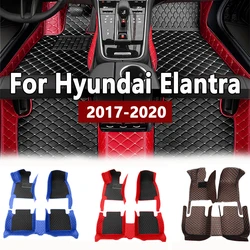 Car Floor Mats For Hyundai Elantra Avante AD MK6 2017~2020 Luxury Leather Mat Auto Carpet Rug Set Interior Parts Car Accessories