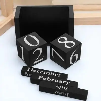 

Elegant Wood Calendar Perpetual No Years Printed Stylish Office Supply Home Decor Desktop Standing Calendar Office Supply