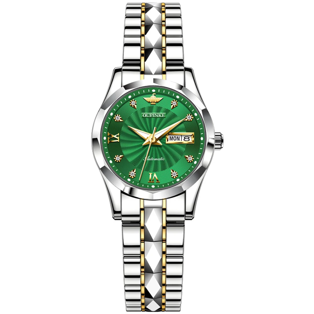Oupink brand watch tungsten steel inlaid with diamonds, waterproof, fully automatic mechanical watch for women, women's watch 31
