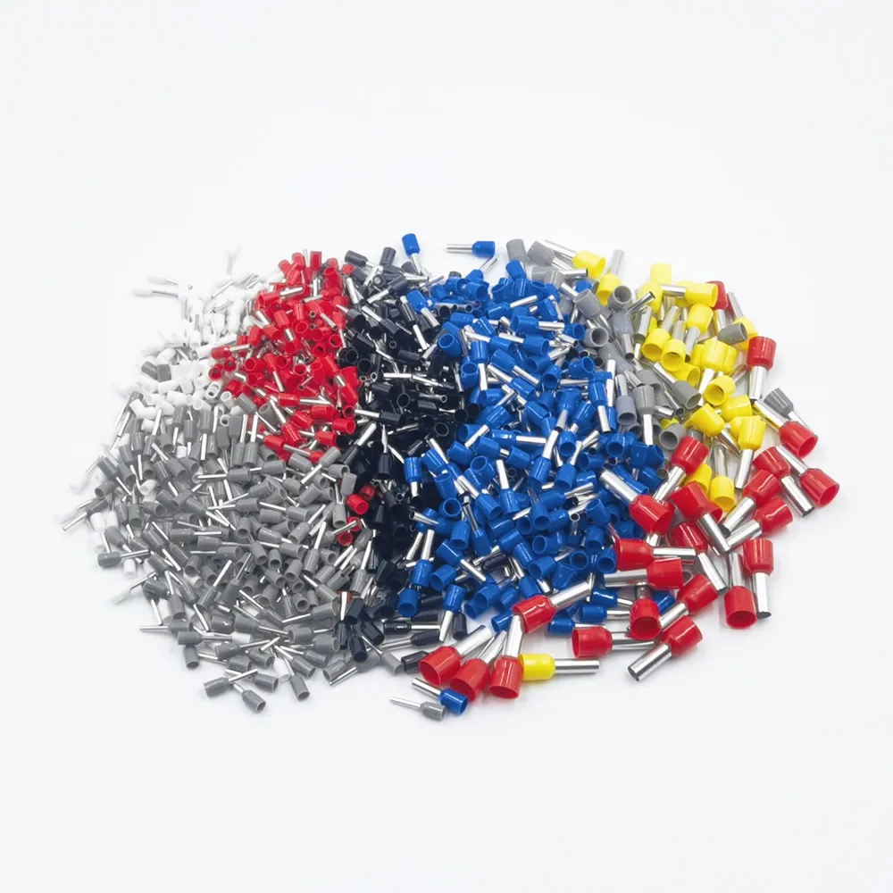 1000PCS  AWG22-8 (0.5-10mm²) Wire Ferrules Insulated Copper Crimp Connectors, Crimp Pin Cord End Terminals Black Red Blue Yellow