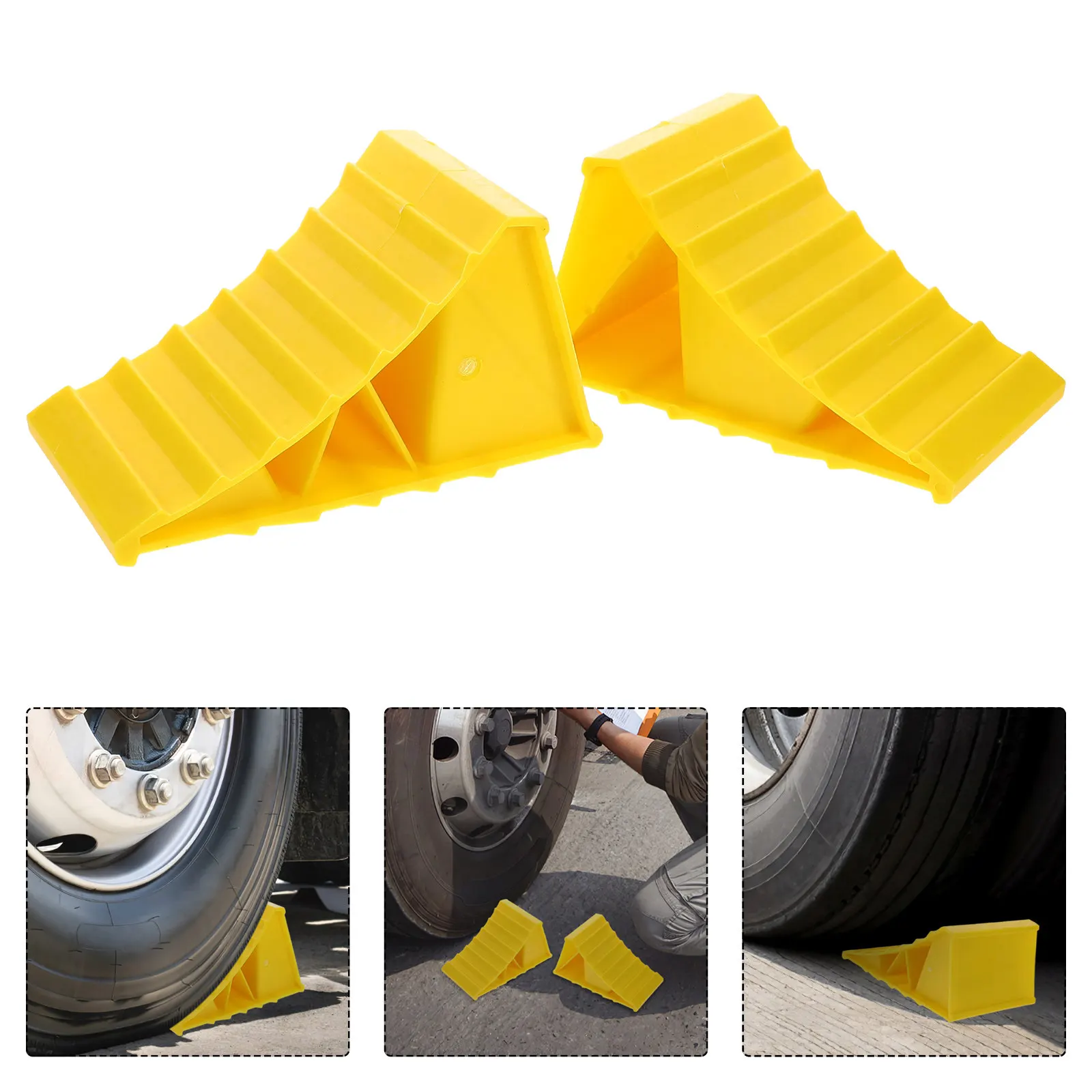1 Paire de Cales de Roue en Plastique pour Camion, Bloqueurs de Pneus 20x12x11cm, Blocs Anti-Roulis Robustes pour Voitures, Remorques, Garages, Protection de Stationnement