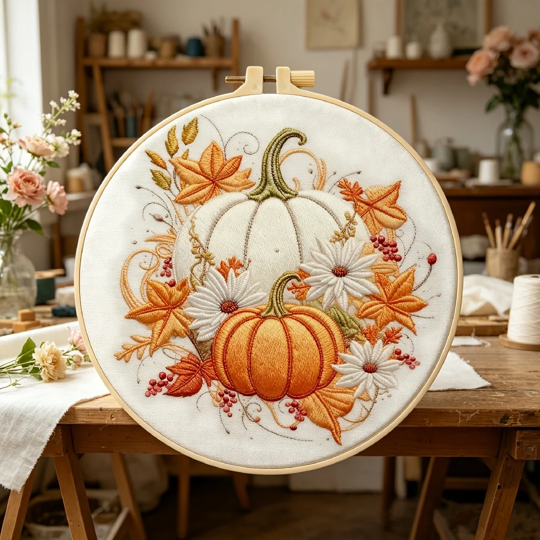 Komplettes DIY-Stickerei-Starter-Set mit bedrucktem Muster, Stoff, Farbigen Fäden, Nadeln, rundem Stickrahmen, Handarbeits-Nadelpunkt-Set für Erwachsene