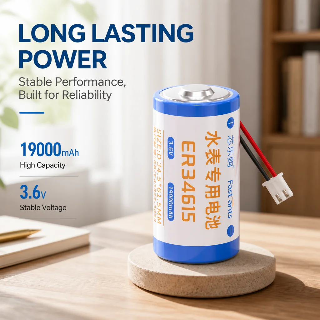 10 Baterías Primarias de Larga Duración ER34615 de 3.6 Voltios y 19000mAh, Celdas Li-SOCl2 con Conector para Medidores de Flujo, Sistemas de Alarma e IoT