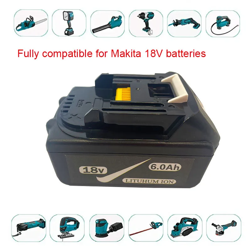 

For Makita 18V Battery 6000mAh Rechargeable Power Tool Battery with LED Lithium Ion Replacement LXT BL1860B BL1860 BL1850