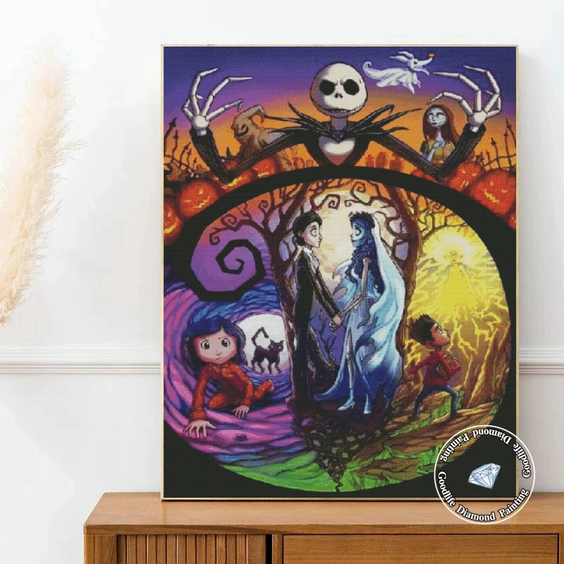 The Nightmare Before Christmas Jack Skellington DIY Diamond Painting Embroidery Mosaic Halloween Skull Cross Stitch Home Decor