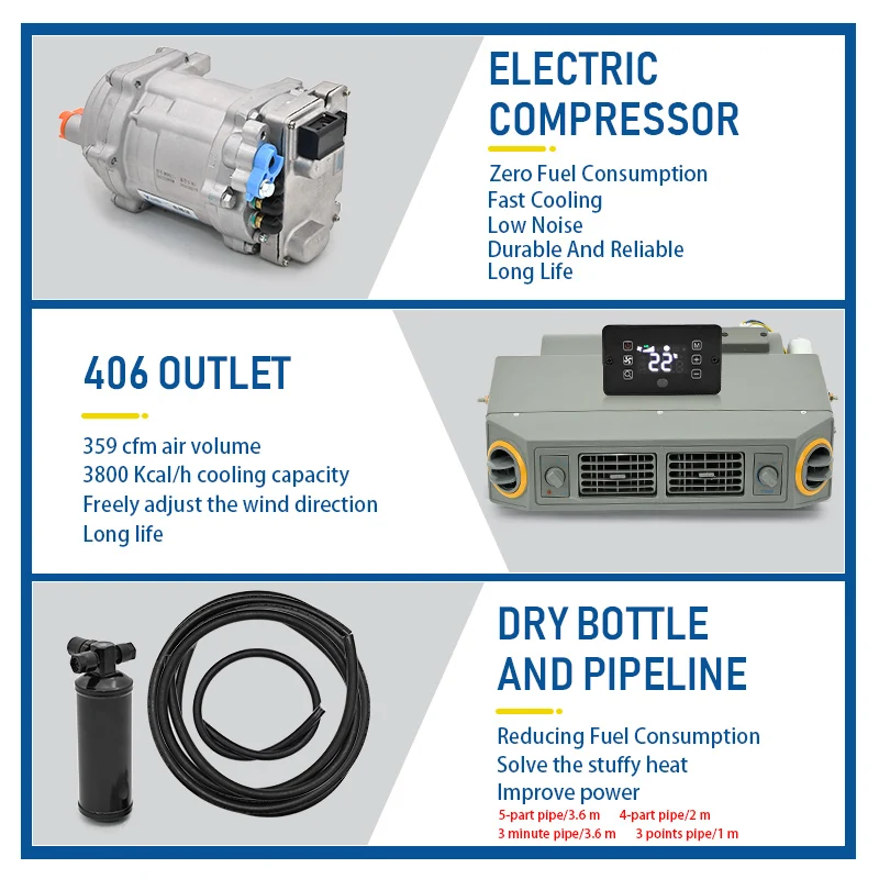 406 Electric Air Conditioner Compressor 12V/24V Automatic AC to DC Converter for Vehicle Climate Control System