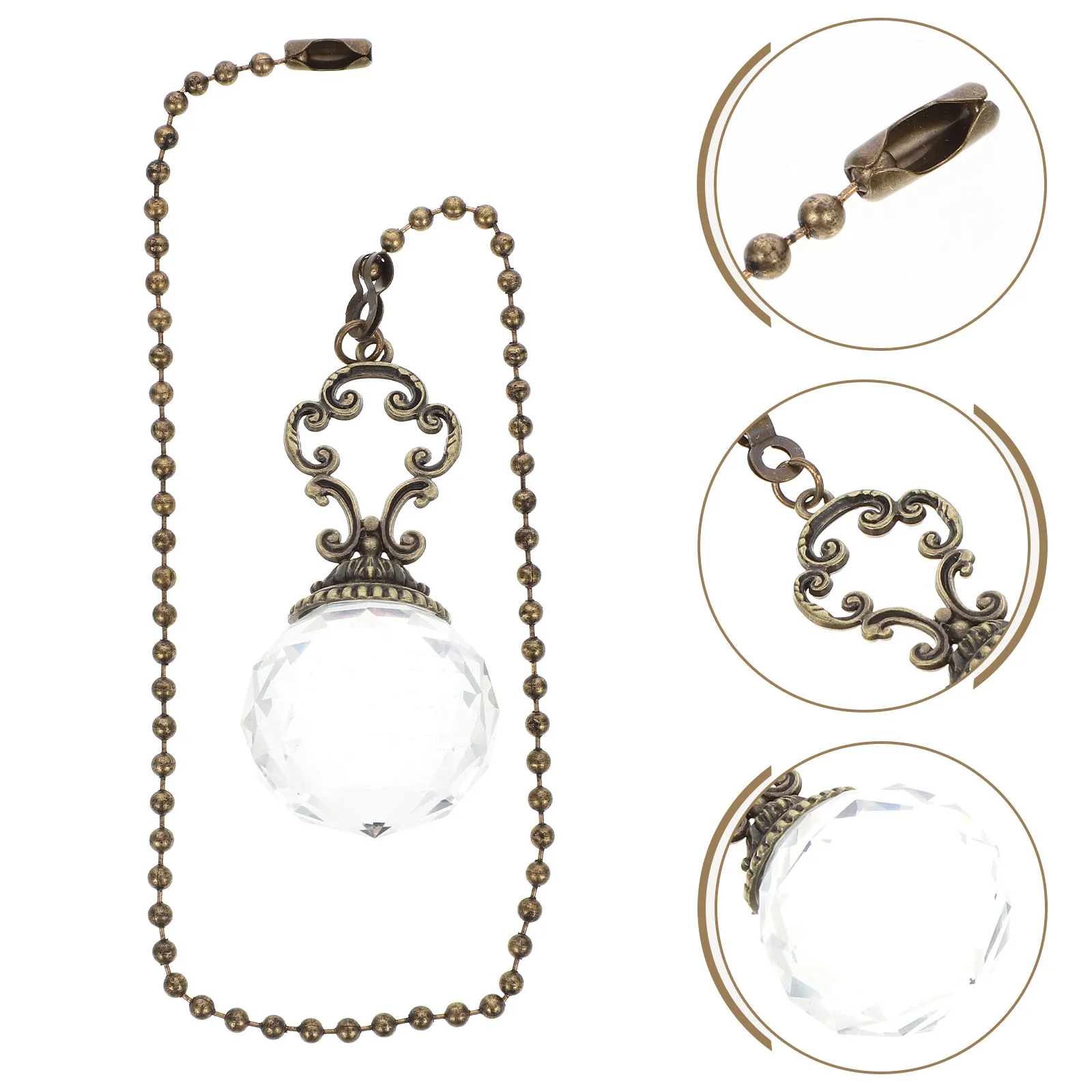 

2Pcs Ceiling Fan Pull Chain Crystal Beaded Pendant Extension Lamp Accessories Decorative Chain for Fan Light Curtains Blinds