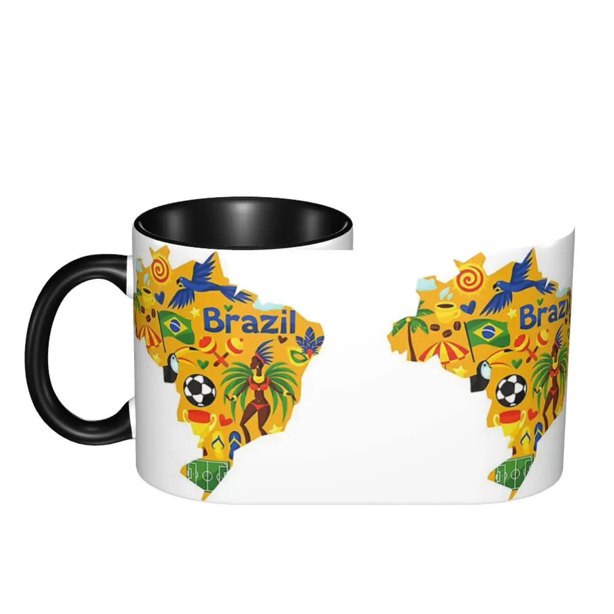 Brazil Abstract Map Mug Funny Ceramic Coffee Cups Tea Mugs Milk Cup Drinkware Gift for Friends DIY Custom