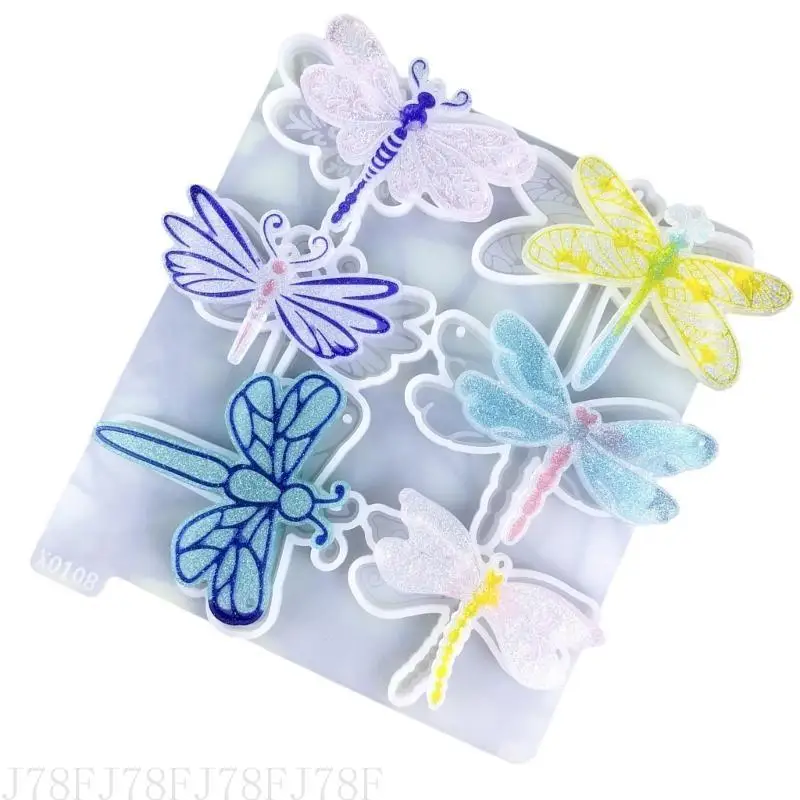 

J78F Silicone Dragonflies Keyring Casting Mold Dragonflies Keychain Silicone Mold for Individualized Resin Crafts and Gifts
