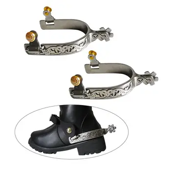 สเปอร์2ชิ้นพร้อมเกียร์สำหรับผู้ชายผู้หญิงอุปกรณ์ขี่ม้าสเปอร์คาวบอยสำหรับฝึกซ้อมอุปกรณ์การแข่งขัน