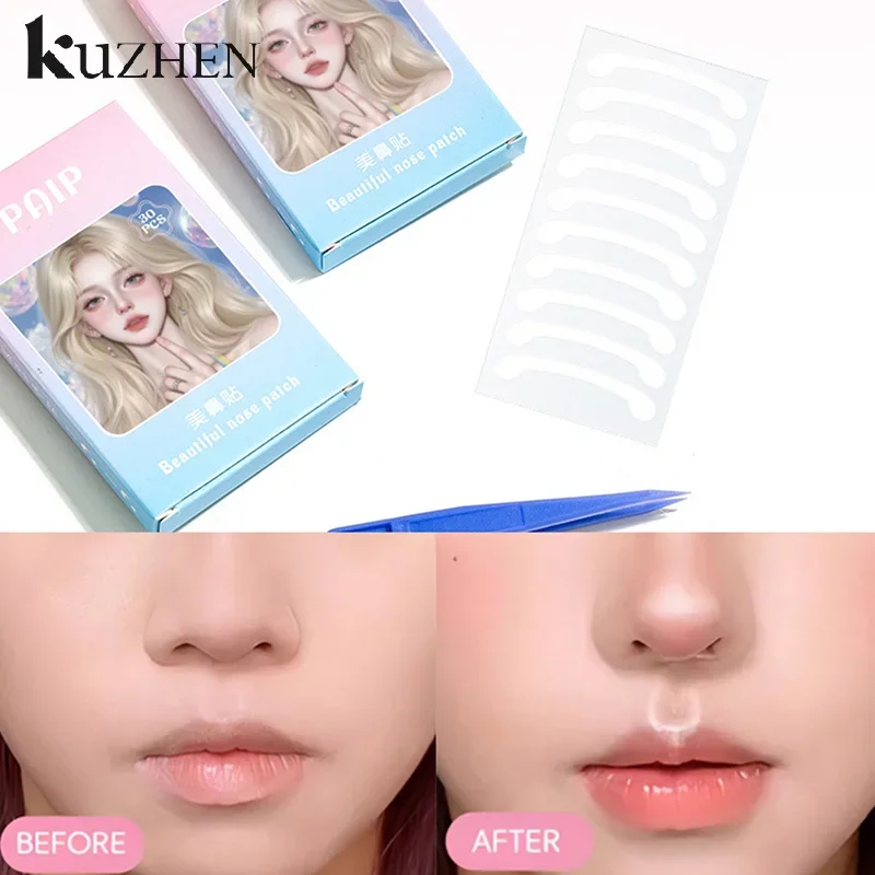 30Pcs Nase Transparent Unsichtbare Dünne Nase Aufkleber Mit Pinzette Schrumpfen Nase Flügel Patch Für Cosplay Spezielle Nase Schrumpfen