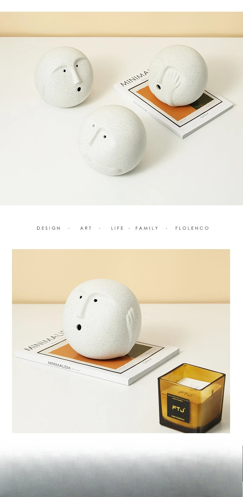 Minimalist ins style, abstract villain fun ceramic ornament model room children's room new strange desktop soft decoration
