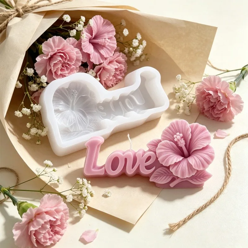 3D Love Candle Mold Reusable DIY Soap Mold Plaster Mould Flexible Flower Silicone Mold For Mother'S Day Gifts Valentine'S Day
