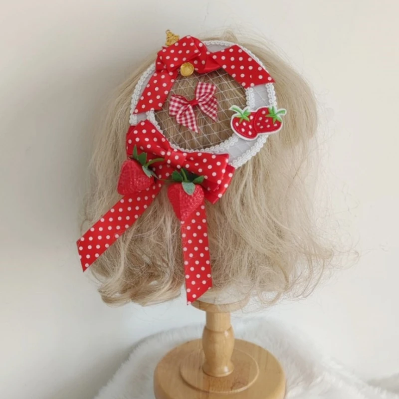 Versatile Strawberry Hairpin/ Flat Hat Eye Catching Top Hat Wonderful for Fashion Forward Individuals at Various Event