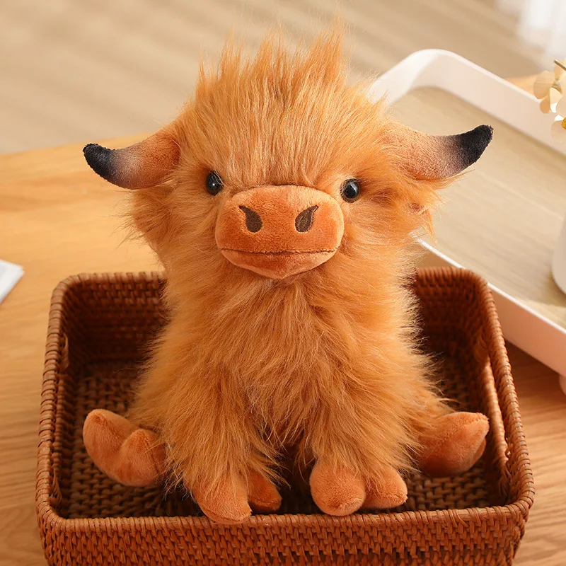 27cm brown high land cow plush toy creative design, soft and comfortable gift for children