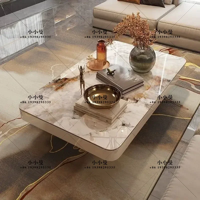 2025 Microcrystalline Stone Premium Coffee Table Living Room Modern Simple New Light Luxury Combination Tea Table