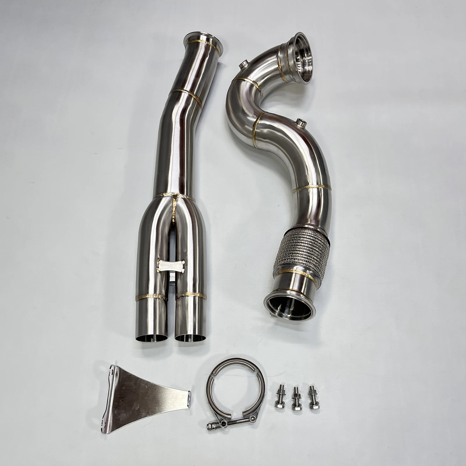 Selected Materials Straight Headers Exhaust System With Brushed for  TTRS RS3 2017+ 2.5T, Stainless Steel for Power Boost