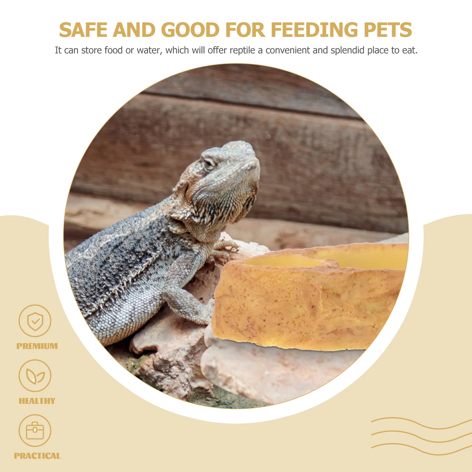 

Resin Reptile Food Basin Natural Rock Look Non-Slip Feeding Bowl Deep Water Holder For Lizard Tortoise Horned Frog Crawling