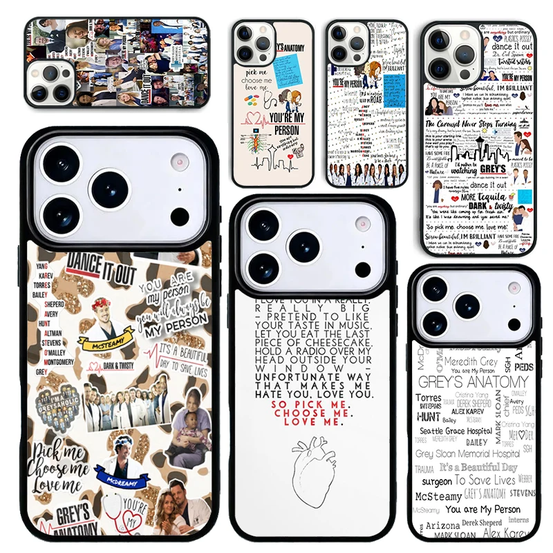 Capa para iPhone 17 Air 16 Pro Max 15 Plus 11 13 Mini 14 12 - Capa Traseira Greys Anatomy You are my person soft