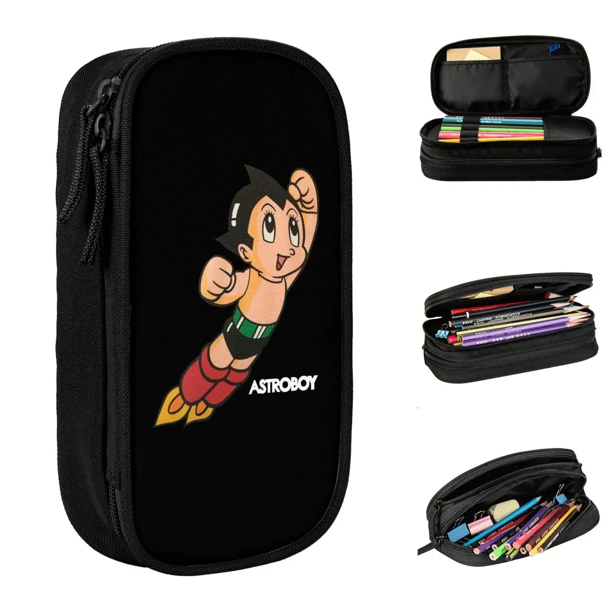 アストロボーイアニメロボットペンケース クラシックアストロボーイ宇宙漫画ペンボックスバッグ 学生学校用品ギフトペンシルボックス