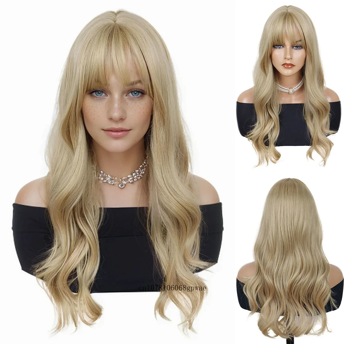 Fashion Blonde Wigs Long Wavy Synthetic Wig for Women Girls Natural Looking Daily Cosplay Costume Dress Party Heat Resistant