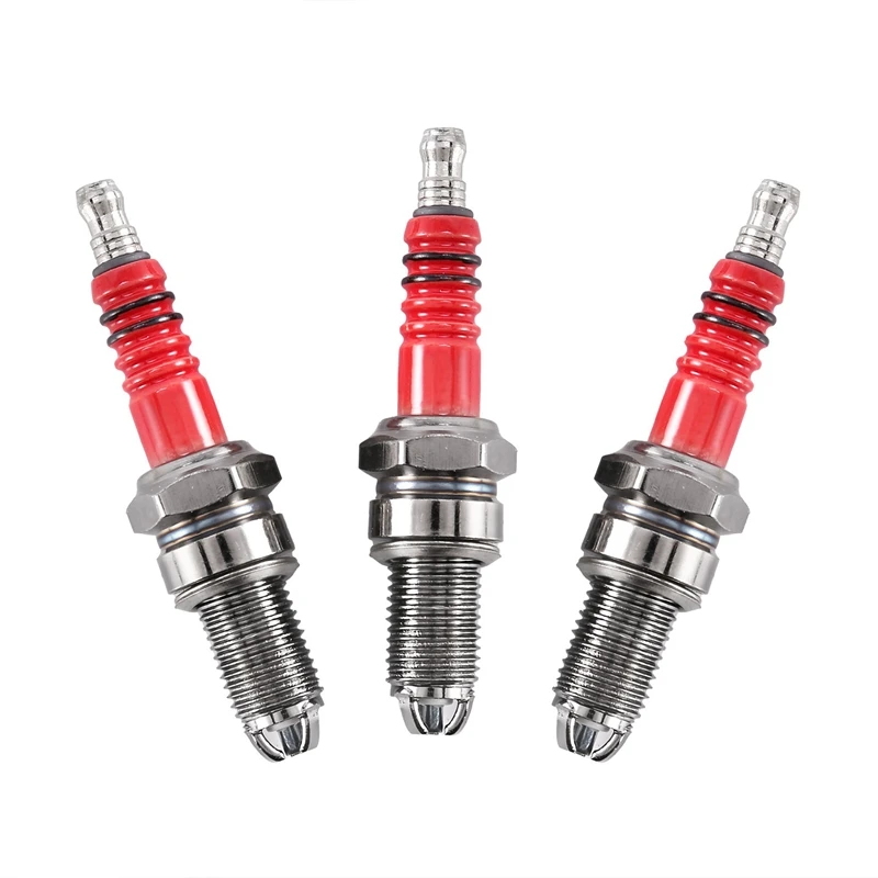 6Pcs D8TC 3 Electrode Spark Plug, Racing Spark Plug With 3 Electrode For CG 125 150 200Cc Motorcycle Scooter ATV Quads