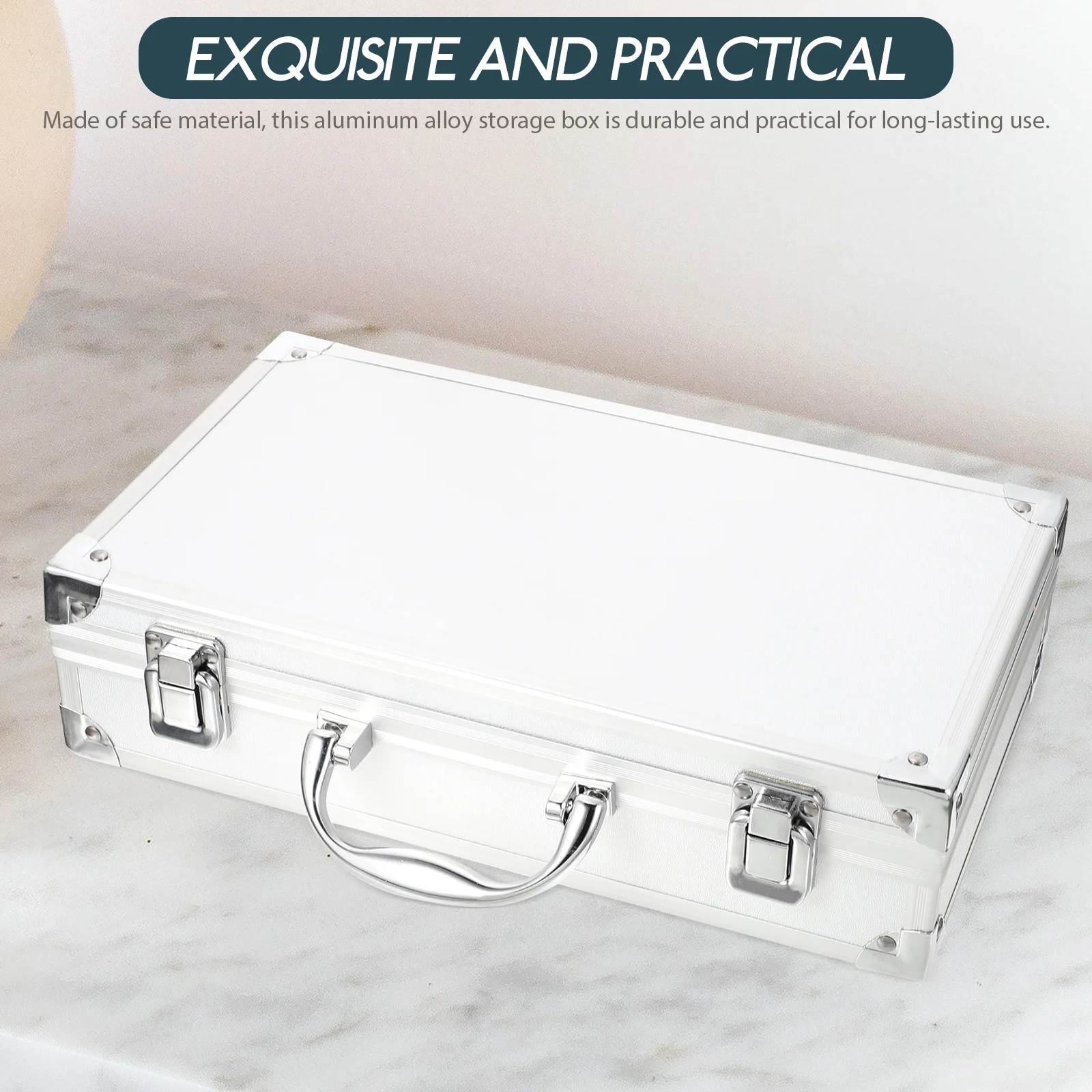 Aluminum Alloy Toolbox 01 White Right Angle Design Large Capacity Storage Case Medicine Box Tools Container Portable