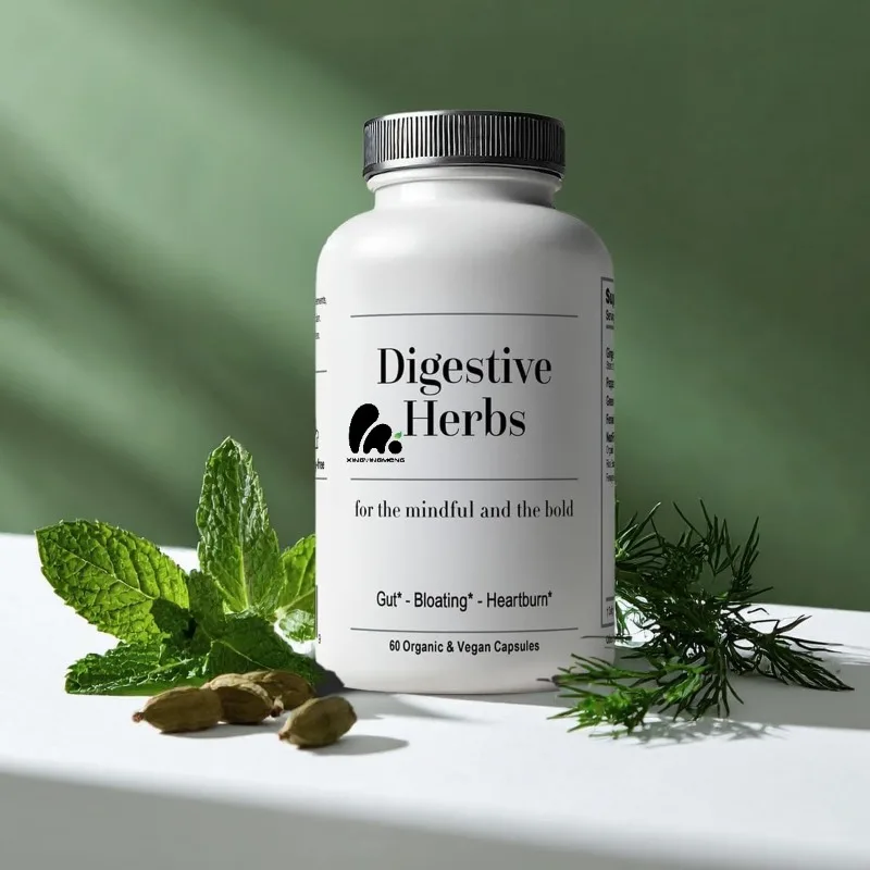 Herbal Supplements Containing Ginger, Mint, Cardamom, Fennel Seeds - Digestive Supplements -60 Capsules