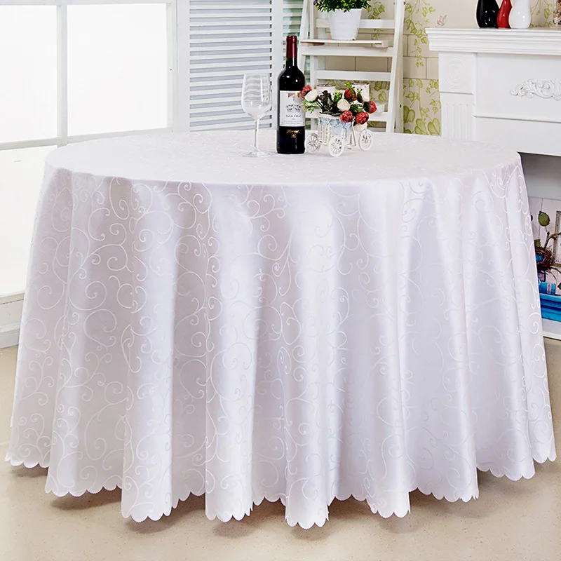 

Polyester Jacquard Tablecloth Hotel Wedding Banquet Party Decoration Round White dustproof Table Covers for table Home Decor