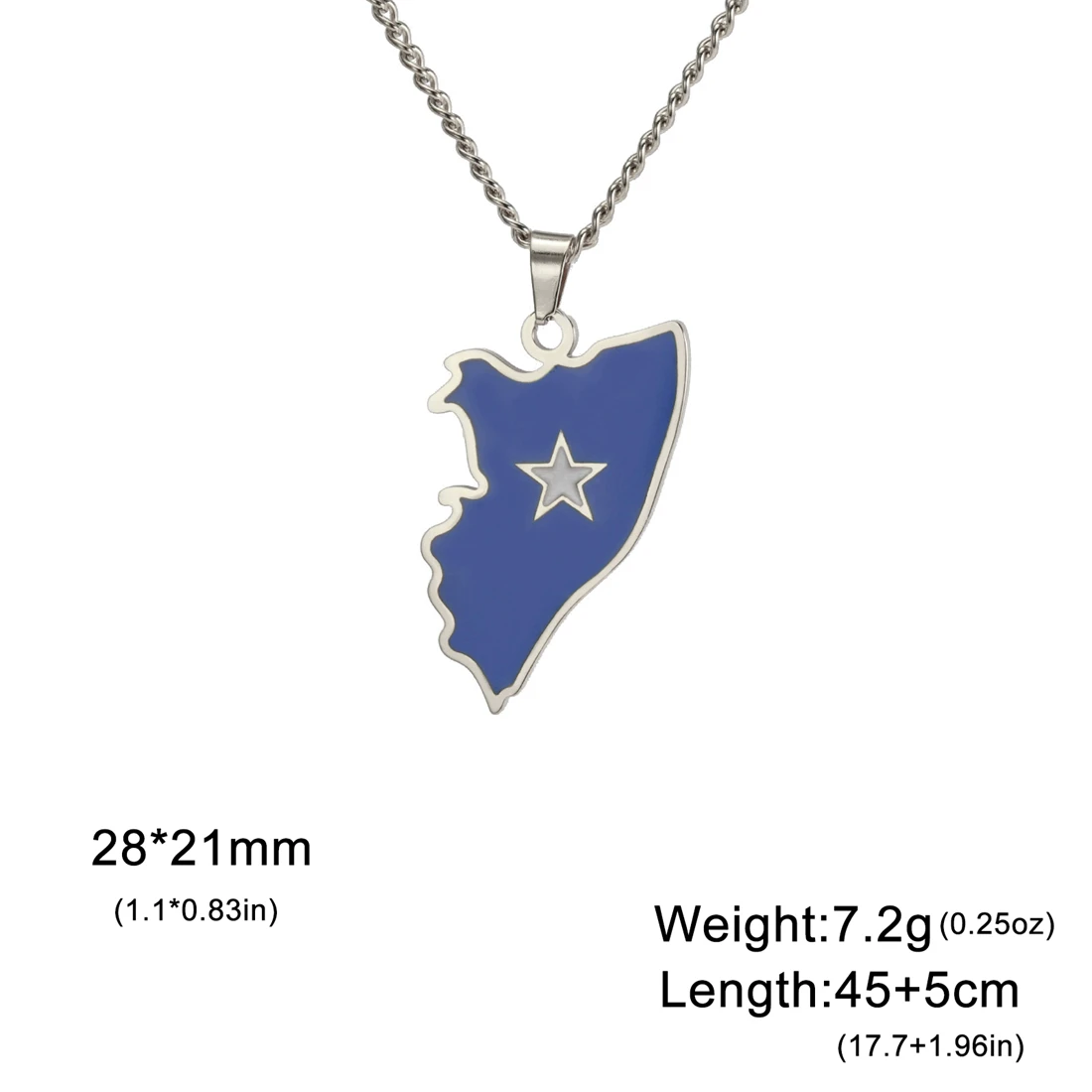 EUEAVAN Enamel Africa Somalia Map Necklaces Women Stainless Steel Somali Country Flag Pendant New Fashion Party Jewelry Gift