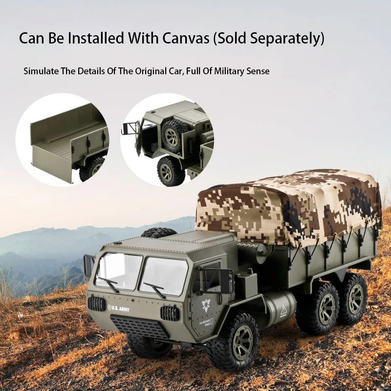 Hot Sale 6 Wheel Drive 2.4G APP Radio Control 720P HD Camera Military Loadable Army Truck Climbing Card Hobby RC Car Toy Gift