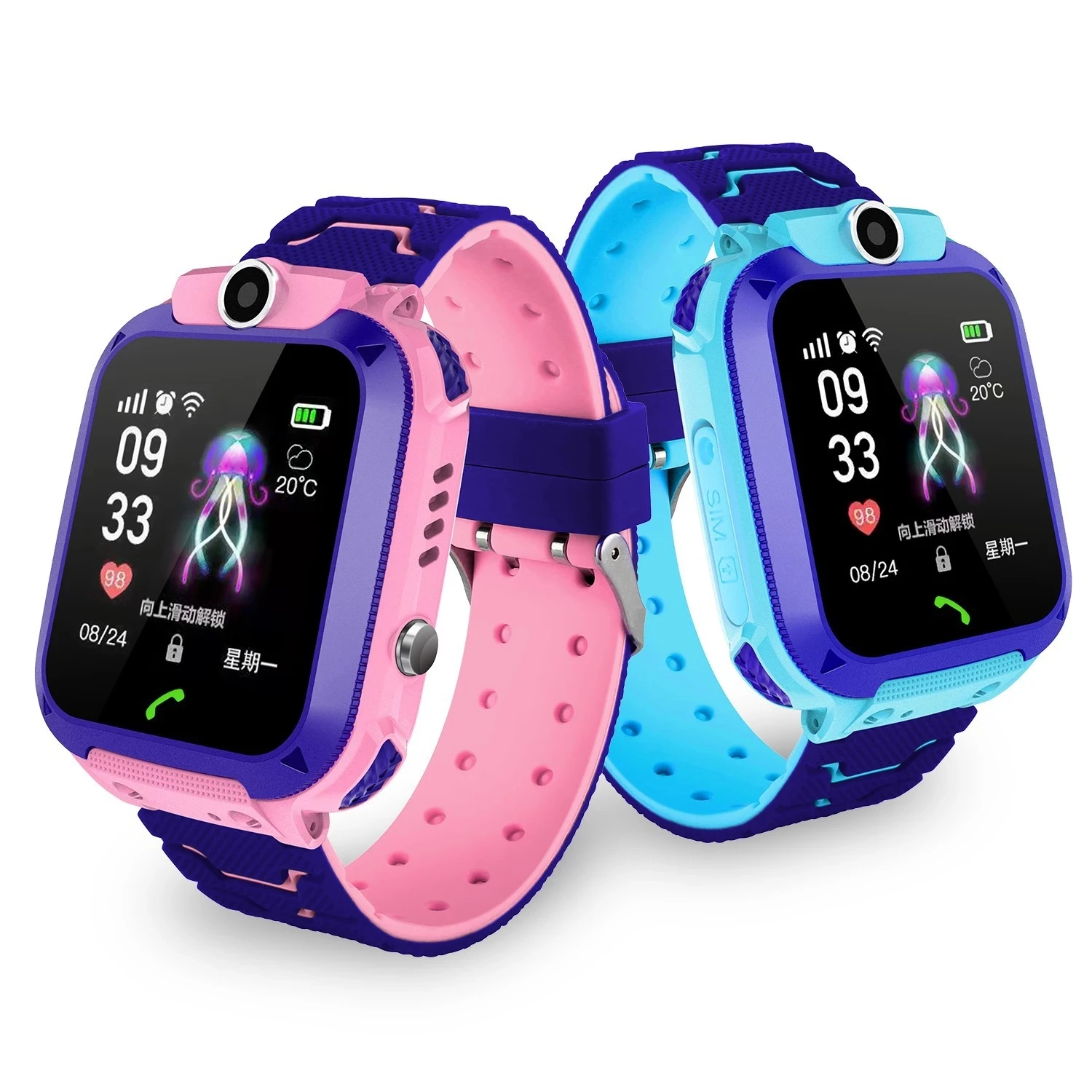 Q12 Children\'s Smart Watch SOS Phone Watch Smartwatch For Kids With Sim Card Photo Waterproof IP67 Kids Gift For IOS Android