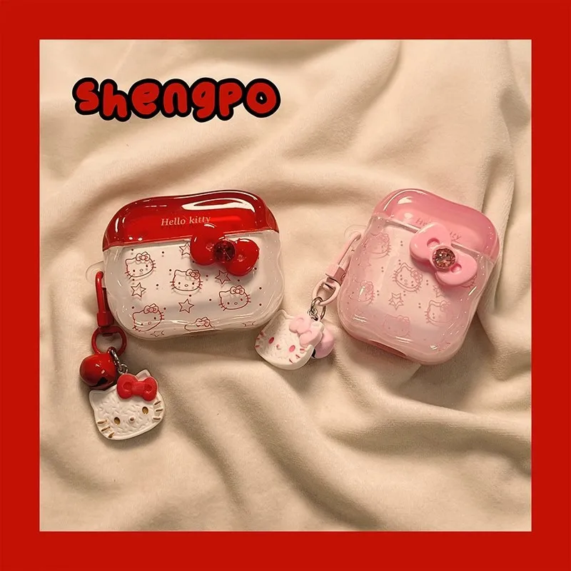 

Hello Kitty Cute Earphone Case for Airpods 4 Pro 2 3 Cover with Charm Headset Soft Headphone Charging Cases Protective Cover