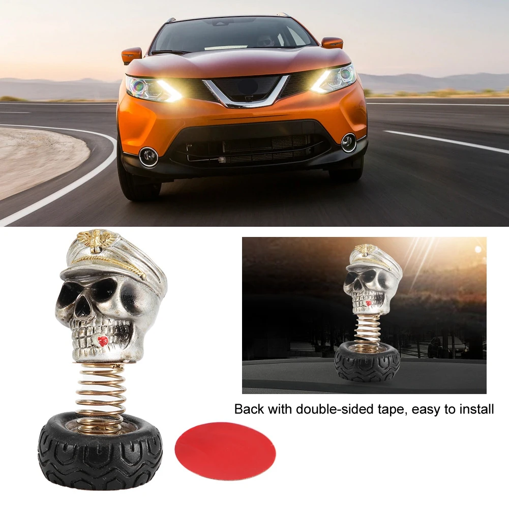 Swing Waving Human Skull Car Interior Decoration office Auto Dashboard Ornament Decor Accessories