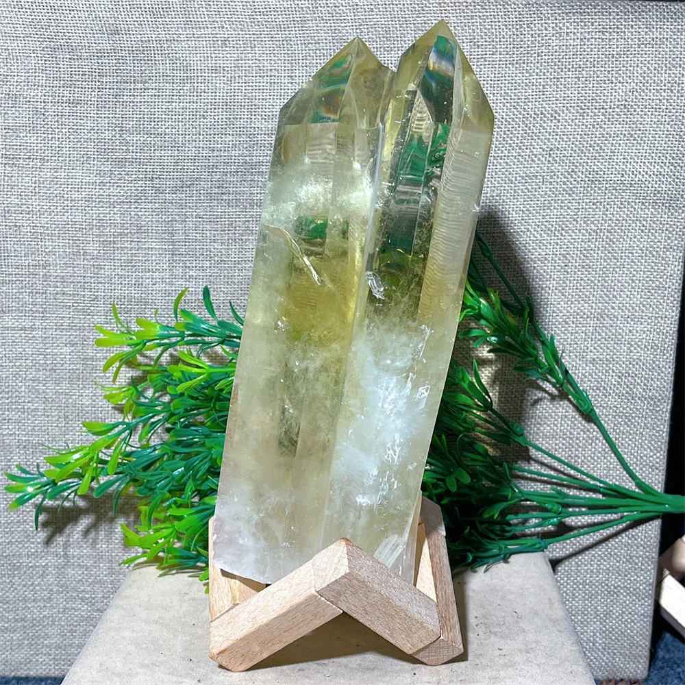 Crystal Natural Citrine Tower Point Double Stone Ore Mineral Quartz Gemstones Minerals Spiritual Ornaments Decoration