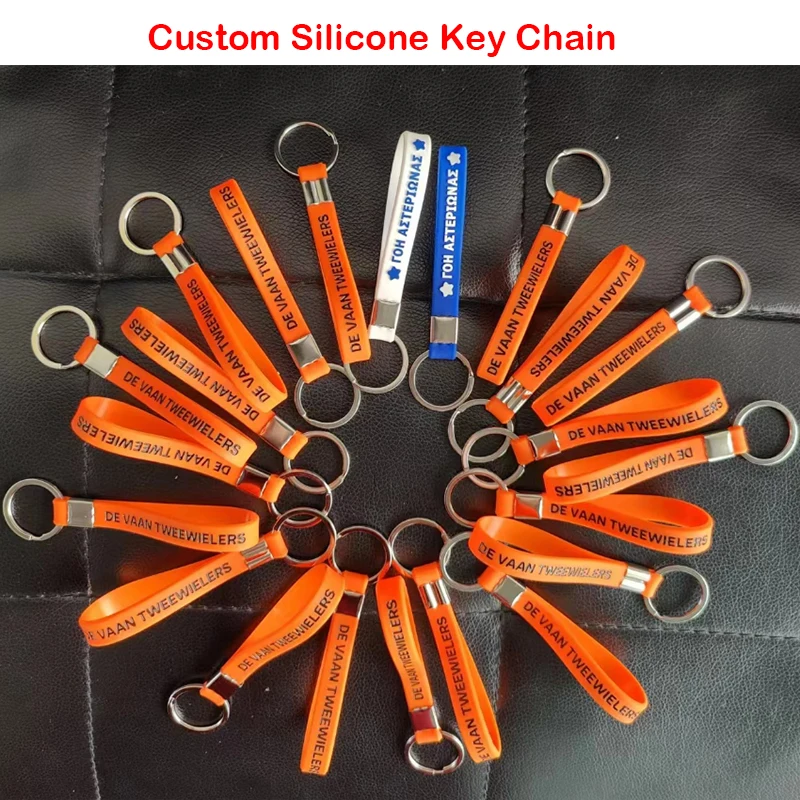 200PCS Custom Silicone Keyrings Personalized Customized Rubber Keychains ID Keytags Car LOGO For Events Party Promotions Gifts