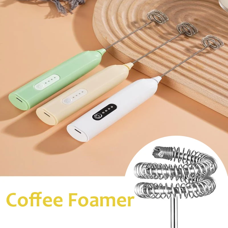 Espumador de leche eléctrico inalámbrico - Espumador de café 3 en 1, batidor de chocolate caliente y mini batidora para café con leche, capuchino Anelli2025E