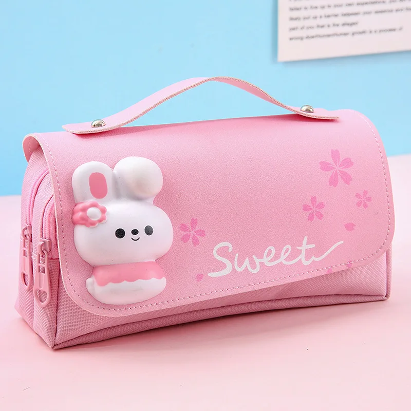 Imagem -04 - Chen Lin-coelho Descompressão Lápis Case para Meninas Impermeável Grande Capacidade 3d Pen Bolsa Estudante Papelaria Kawaii Bonito 1pc